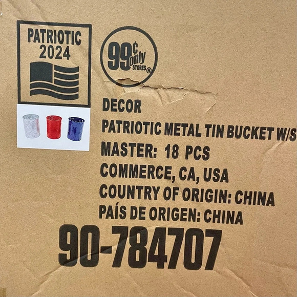 4th Of July Decor Patriotic Metal Tin Buckets with Stars Red Blue Silver 18 PCS - Picture 6 of 12